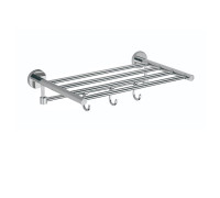 Полка для полотенец двухъярусная 40 см с 4 крюючками  Savol серия 87 хром